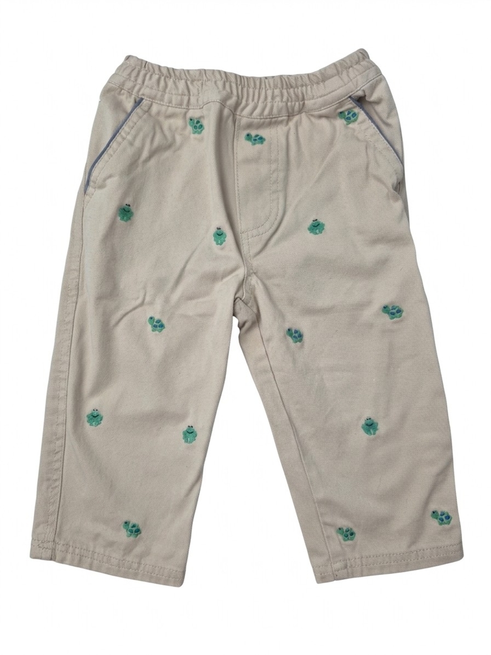 Kitestrings Hartstrings Baby Khaki Pants Frog Turtle Embroidered 12M